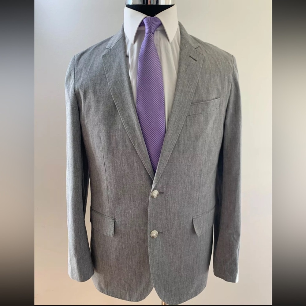 MENS J CREW LUDLOW - SOMELOS COTTON GRAY SUIT - 38R